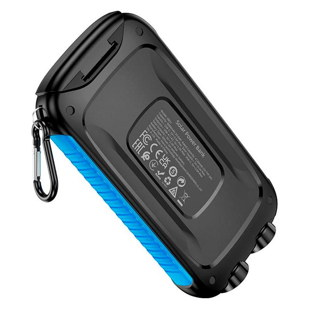 Повербанк Hoco DB51 із сонячною панеллю ліхтарем 2USB/1Type-C 2A 8000 mAh Black/Blue (DB51) - фото 3