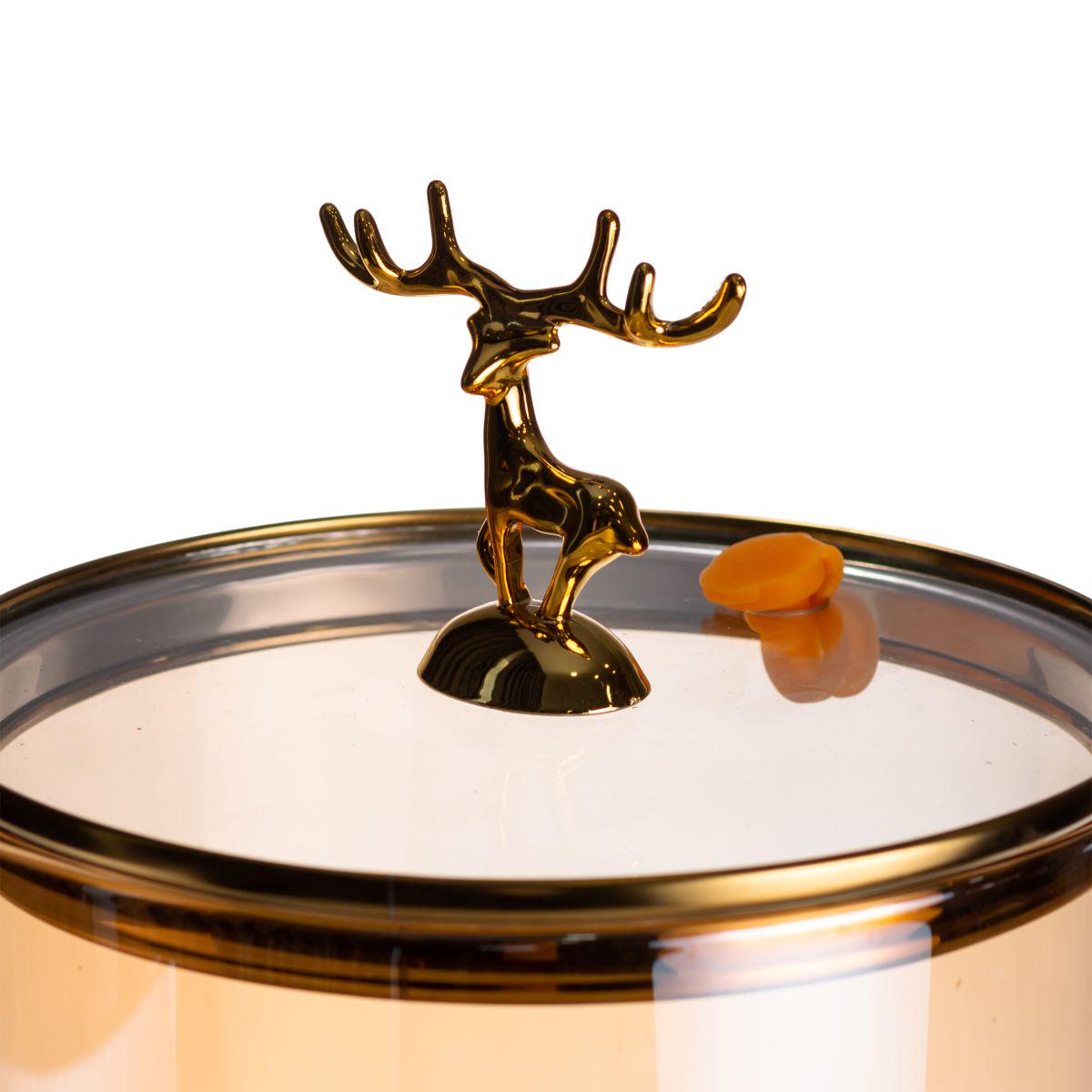 Лимонадница стеклянная с золотым краном и подставкой круглая 3,6 л (HP-34-18) - фото 2