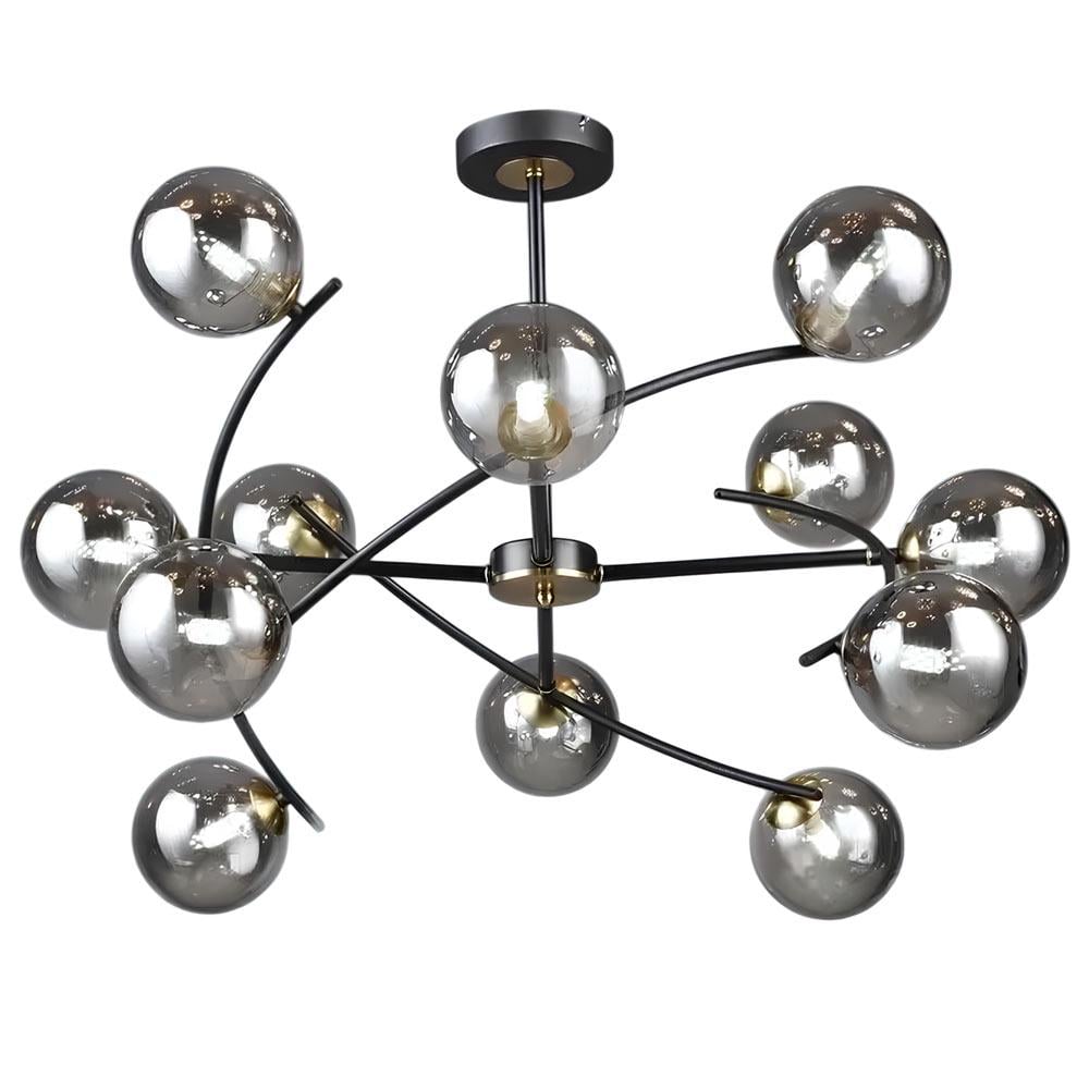 Люстра молекула потолочная Light House SR-20750/12 BK/COP D780хH500 E27 плафон дымчатый Черный/Медный