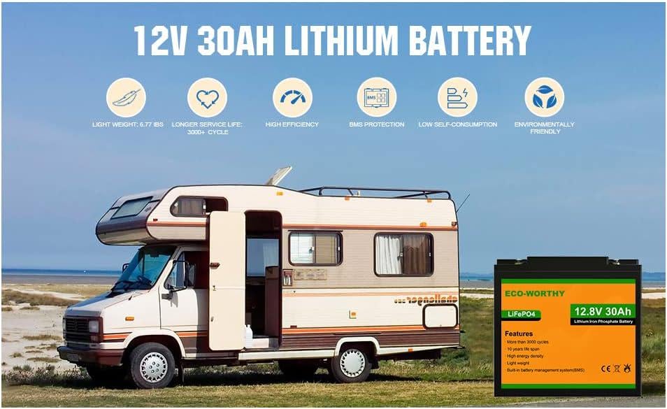 Акумулятор Eco Worthy LiFePO4 12V 30 Ah 384 Wh Чорний (000748) - фото 3