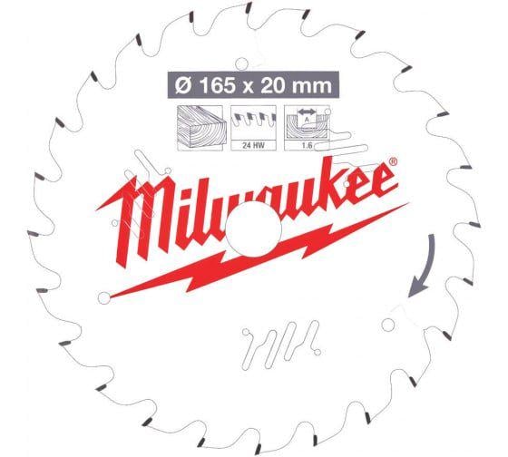 Пиляльний диск Milwaukee по дереву 165x20x1,6 24Z (4932471931)