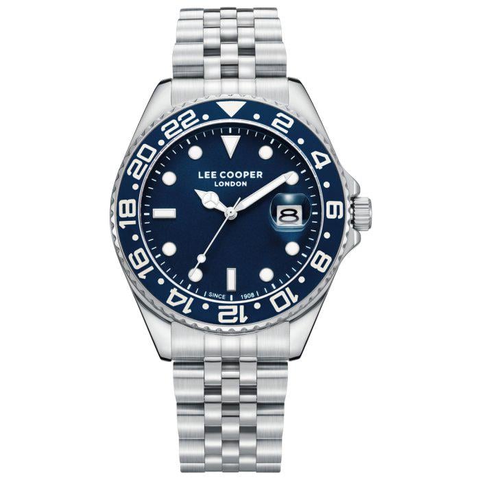 Годинник чоловічий Lee Cooper Daytona Blue водостійкий із сталевим корпусом 42х11 мм Срібло (150-96-1967)