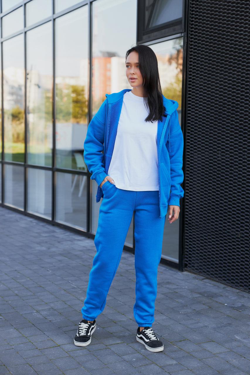 Костюм женский спортивный М136.4 с начесом худи на замке/джогеры M Светло-синий (151-1-61)