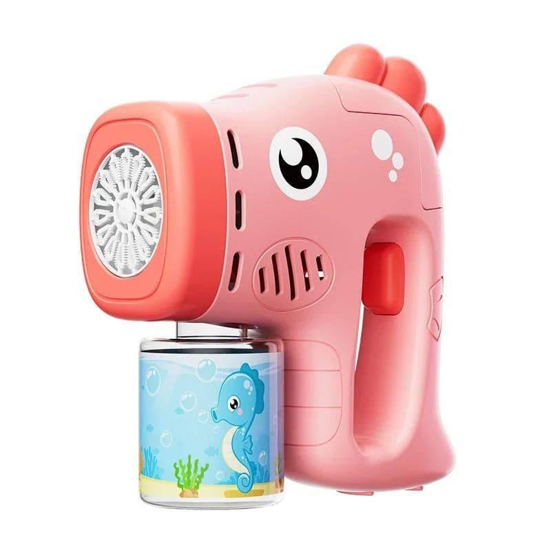 Детский пистолет для мыльных пузырей Party Bubble Gun генератор мыльных бульбашек с подсветкой на батарейках Розовый