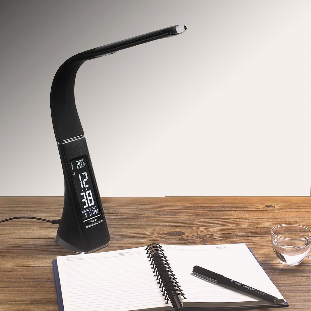 Настольная лампа Lightrich T-158 c часами и термометром, Black - фото 6