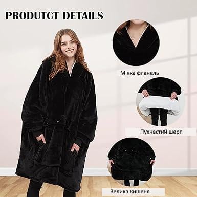 Худі фланелева з підігрівом і підкладкою зі шерпи Чорний - фото 2 Худі фланелева з підігрівом і підкладкою зі шерпи Чорний - фото 2