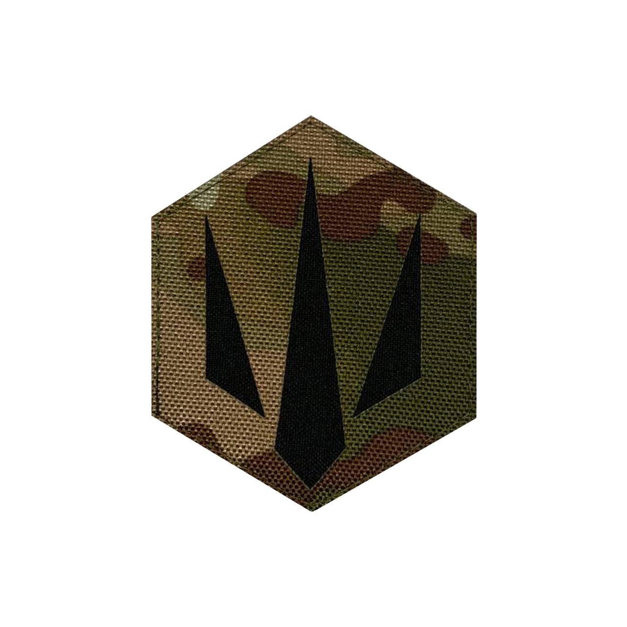 Шеврон на липучке Laser Cut СБС Знак Силы Безпилотных Систем 8х9 см Мультикам/Черный