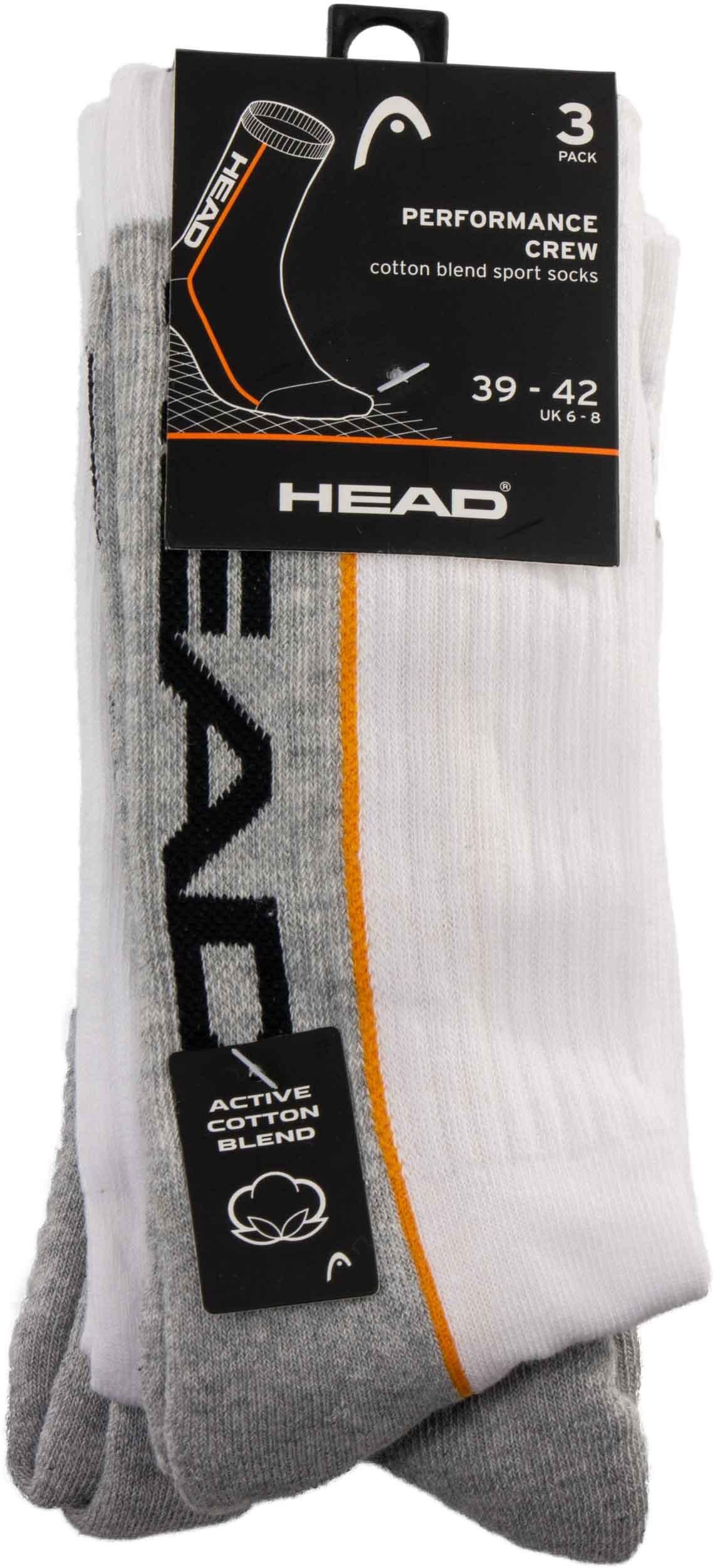 Носки Head Performance Crew 3 пары р. 35/36/37/38 White/Gray (781011001-062) - фото 3