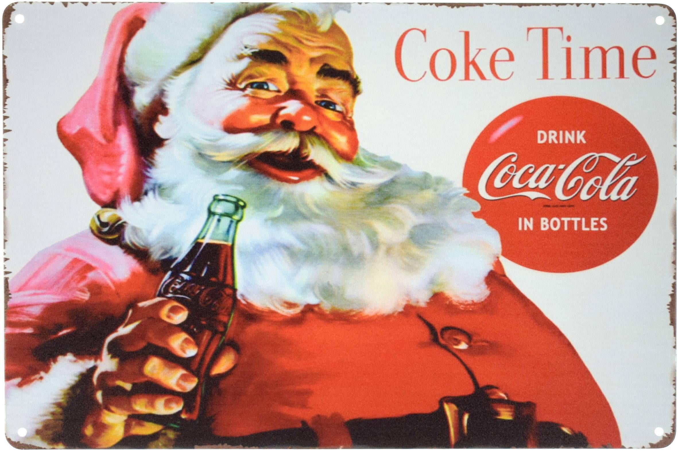 Табличка металлическая Кока-Кола Санта Клаус/Coca-Cola Santa Claus 20x30 см