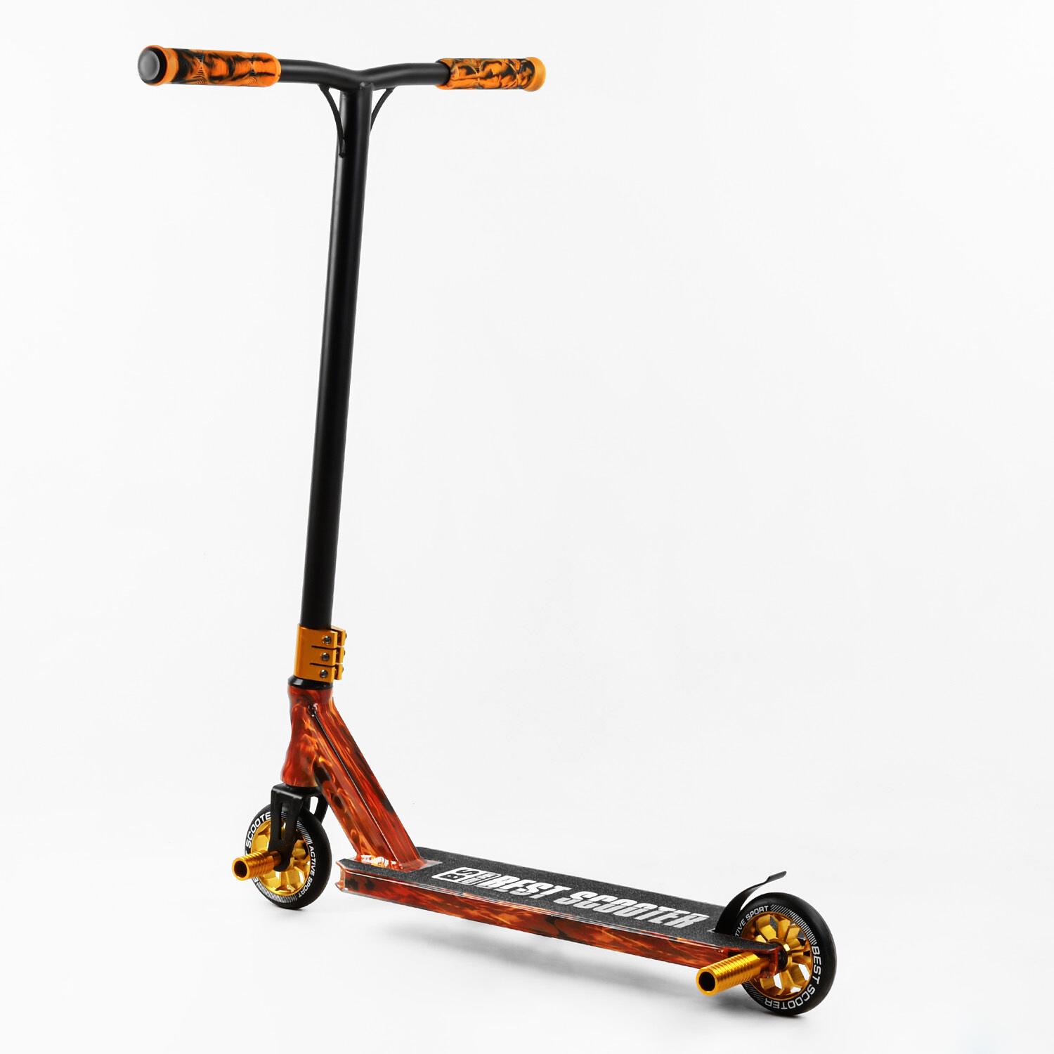 Самокат трюковый Best Scooter HIC-система пеги алюминиевый диск и дека принт Fire (105676) - фото 4