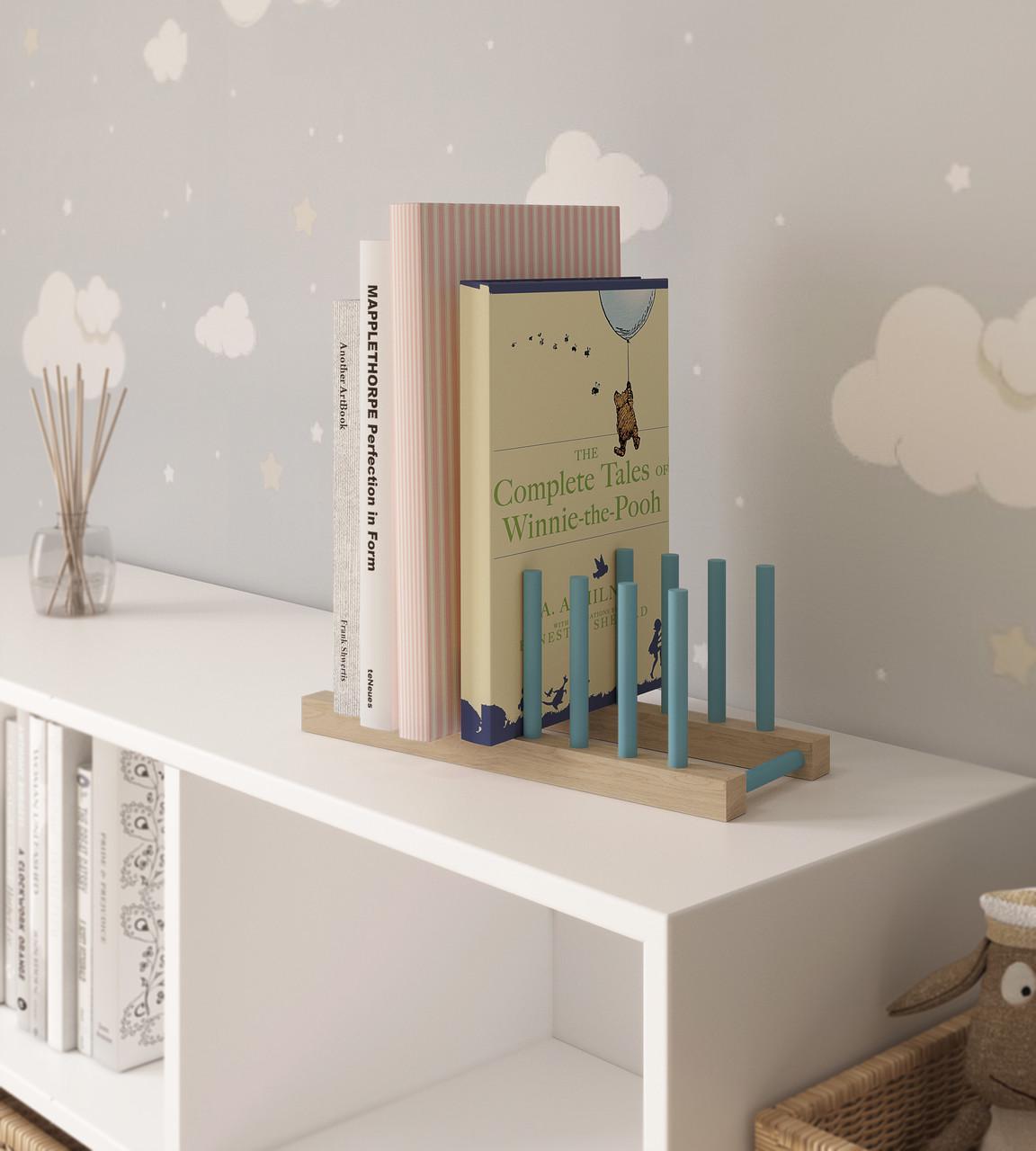 Подставка для книг с нагелем DP-6 110х290х110 мм Дерево/Синий (22108070)