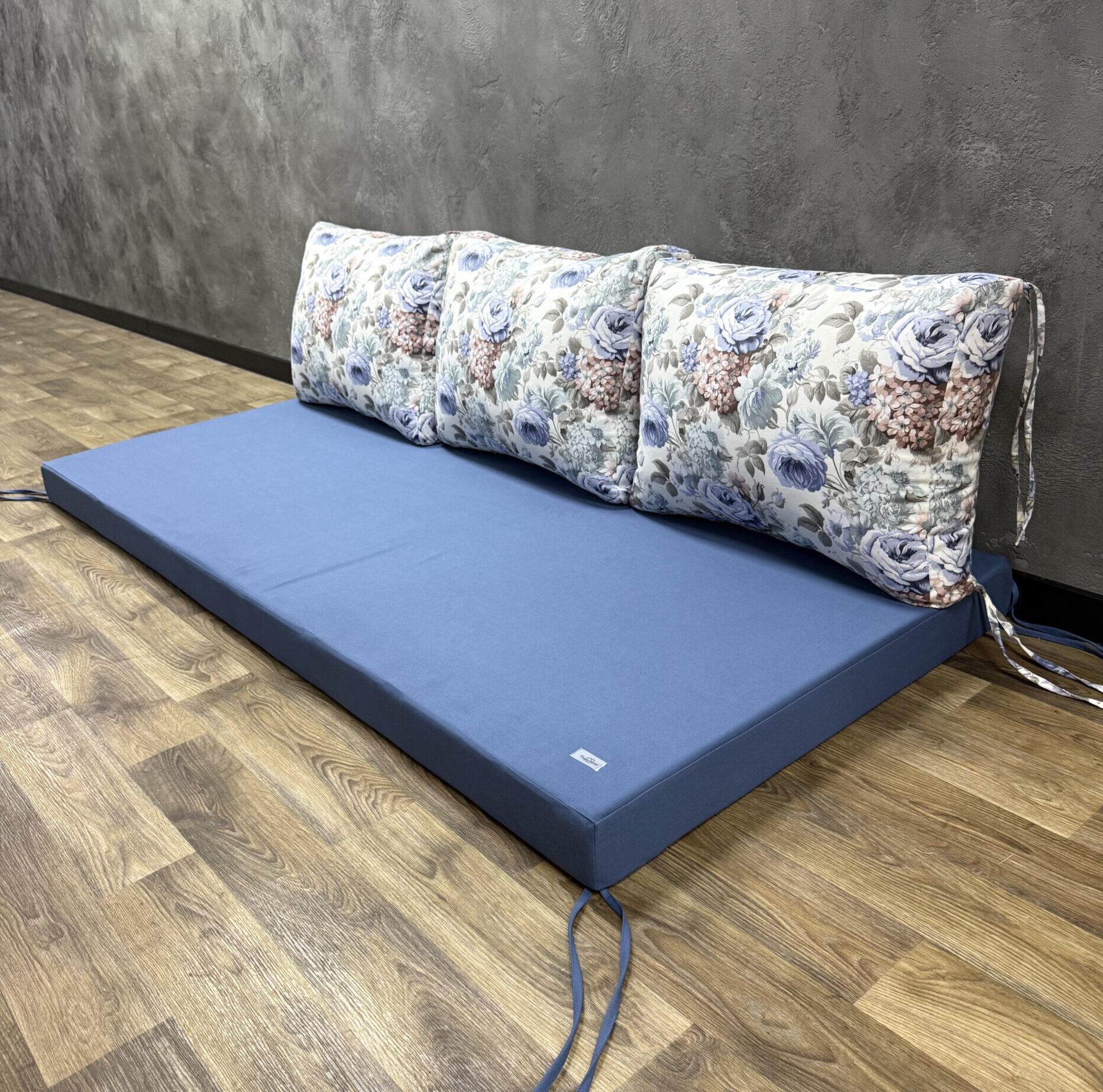 Комплект матрас с подушками Comfort Home Inflorescence blue на поддоны/качели/каркасы/садовая мебель панама 120х60х40х5 см