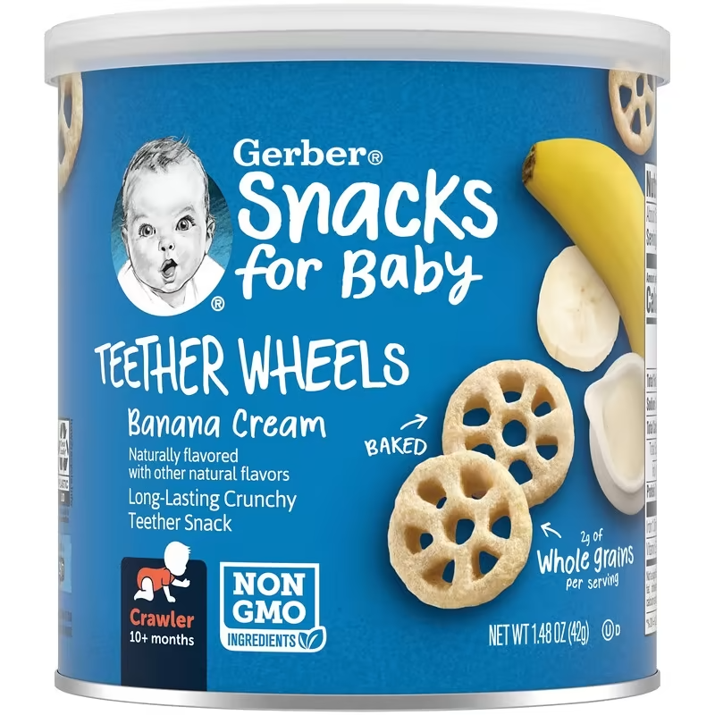 Кольца прорезывающие Gerber для малышей от 10 мес. со вкусом банана и сливок 42 г