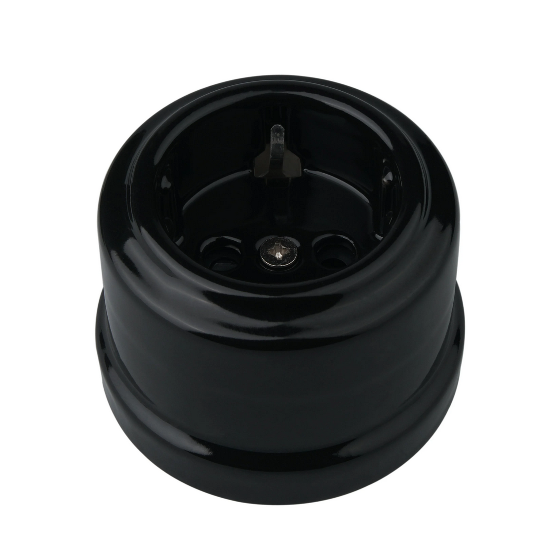 Розетка-ретро Keruida керамическая с заземлением без рамки Черный (7164)