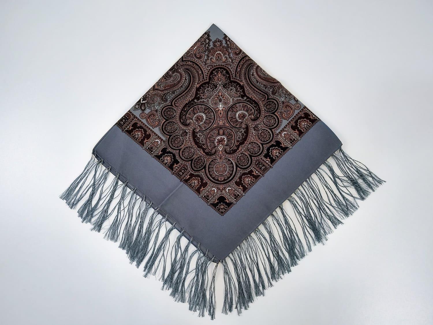 Платок традиционный украинский с тороками 80x80 см Серый (30156557)