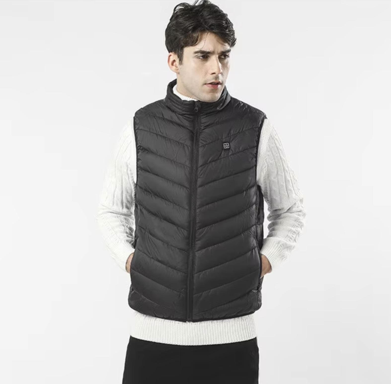 Жилетка-безрукавка мужская теплая с подогревом от повербанка 3 режима 2XL Черный