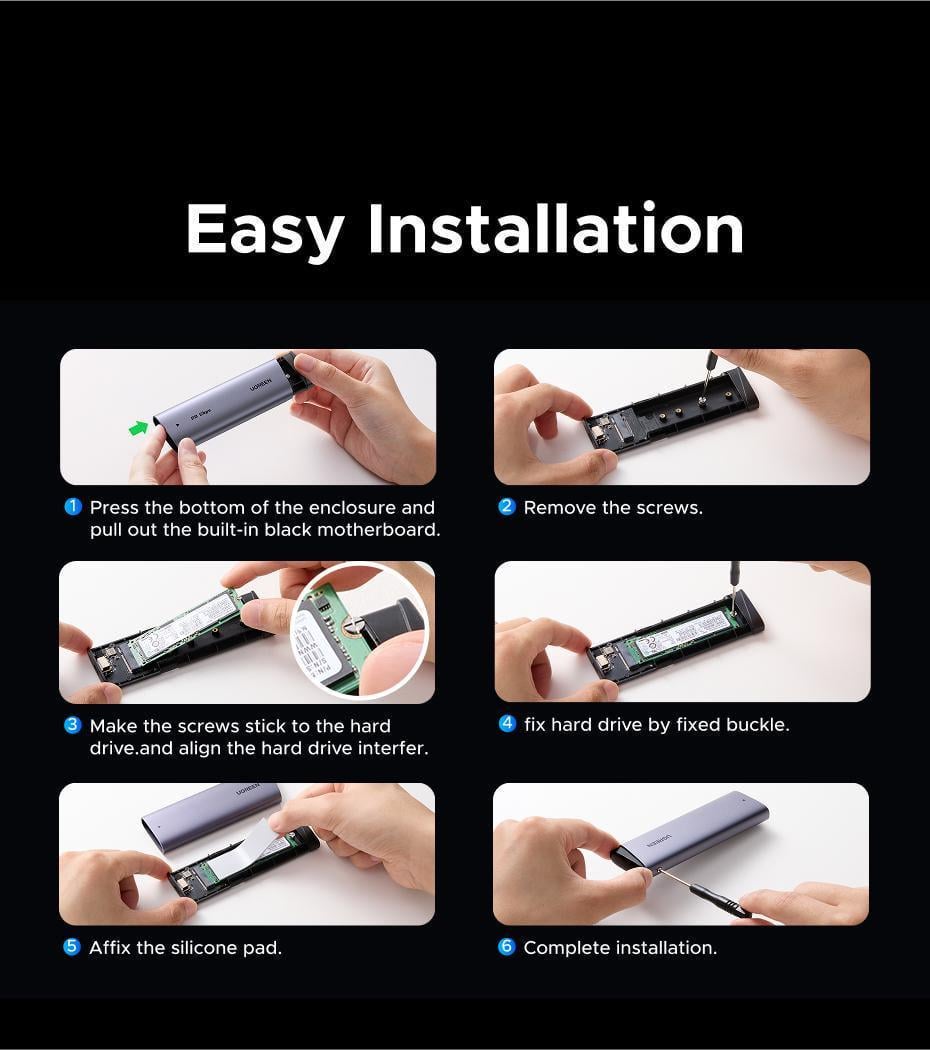 Кишеня зовнішня Ugreen 20 гбіт/с USB Срібний (55150) - фото 3