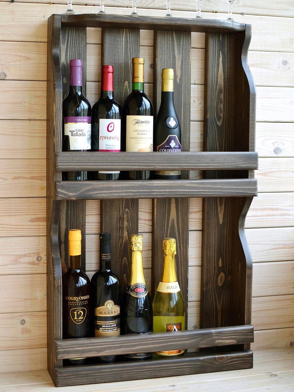 Полка для вина настенная из дерева Энгаро Капучино (ПНК-010409)