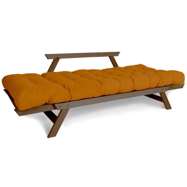 Диван-футон раскладной Woodman Allegro из массива дерева Ореховый/Оранжевый - фото 3