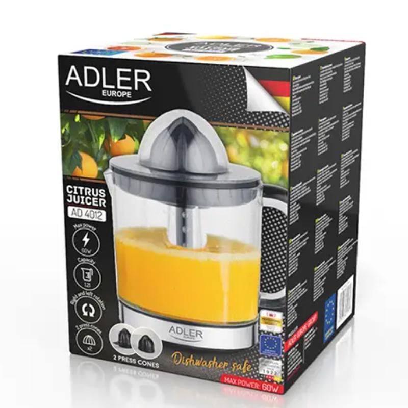 Соковыжималка для цитрусовых Adler AD 4012 1,2 л электрическая 2 конусные насадки 60 Вт Black - фото 10