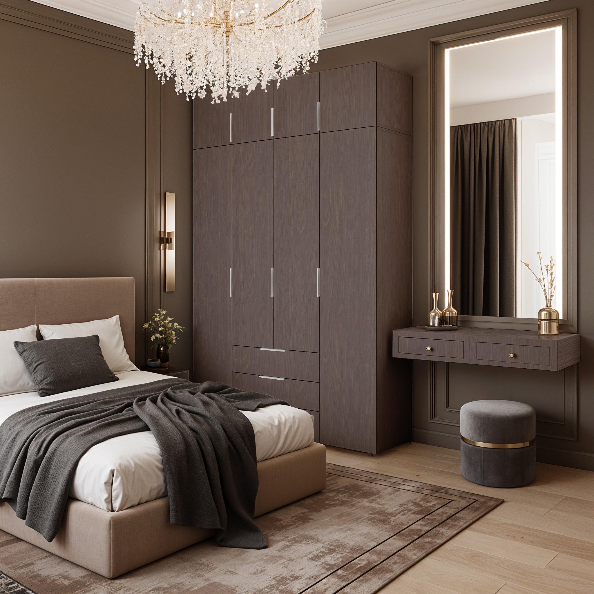 Шкаф с полками, штангой и ящиками Versale 4 Antr 1538x500x2400 мм Венге Магия