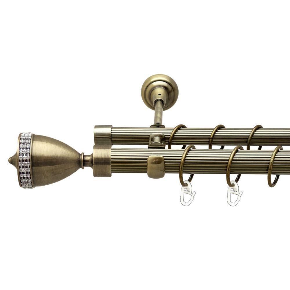 Карниз металлический Orvit Этерния антик рифленый двухрядный 25/19 мм 240 см (000-7990)