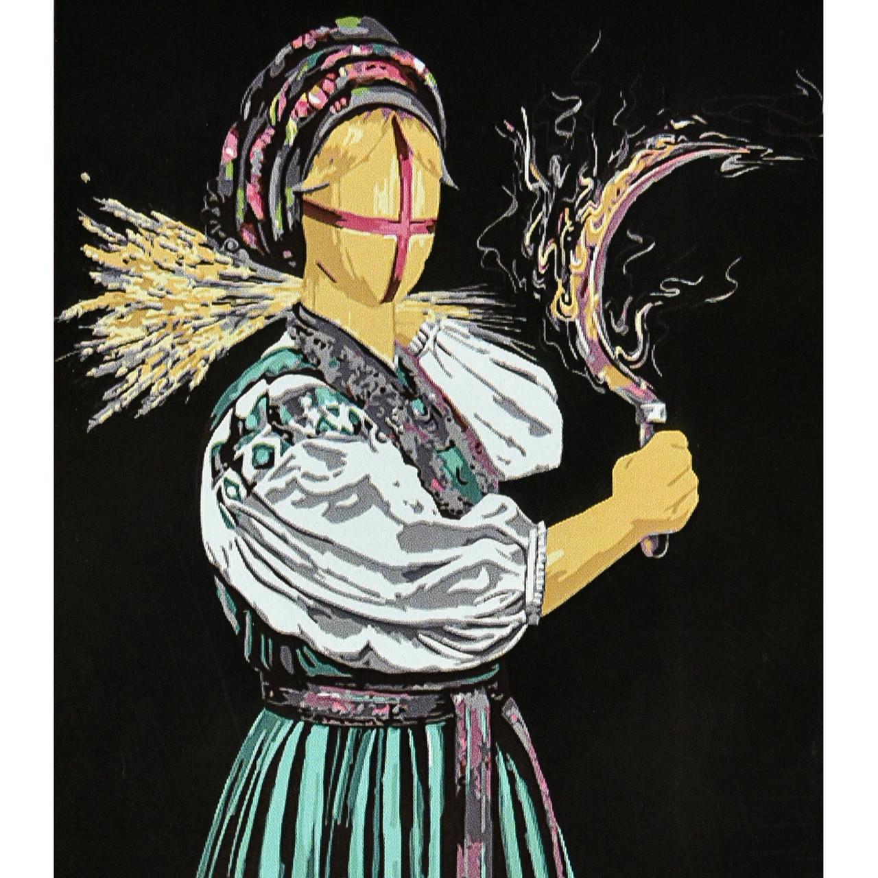 Картина по номерам Strateg Премиум Сеяна на черном фоне с лаком 40х50 см (AH1143)