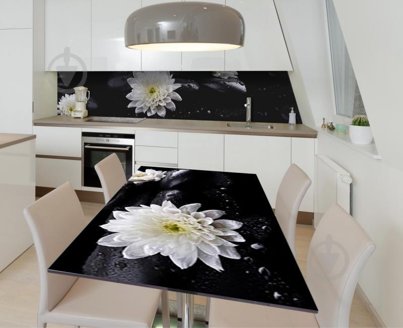 Наклейка 3Д виниловая на стол Zatarga «Контрастный георгин» 650х1200 мм для домов, квартир, столов, кофейн, Наклейка 3Д виниловая на стол Zatarga «Контрастный георгин» 650х1200 мм для домов, квартир, столов, кофейн,