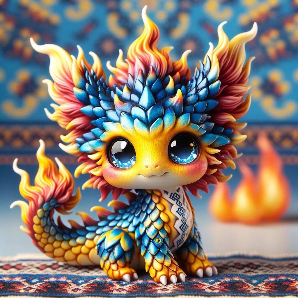 Алмазная мозаика Dream Toys Украинский огненный дракончик 20х20 см (2987255239)
