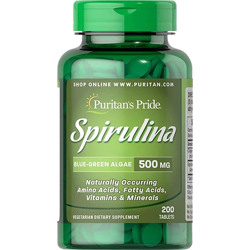 Натуральна добавка Puritan's Pride Spirulina 500 мг 200 таб. (4672)