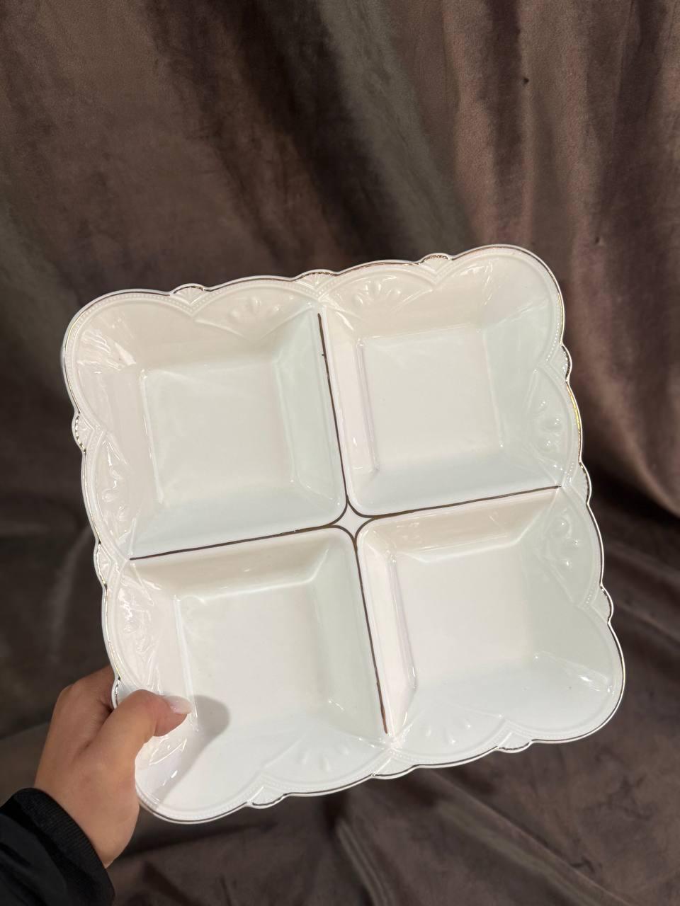 Менажниця керамічна YIWU HP-20-27 4-х секційна 25 см Білий (HP-20-27) - фото 4 Менажниця керамічна YIWU HP-20-27 4-х секційна 25 см Білий (HP-20-27) - фото 4