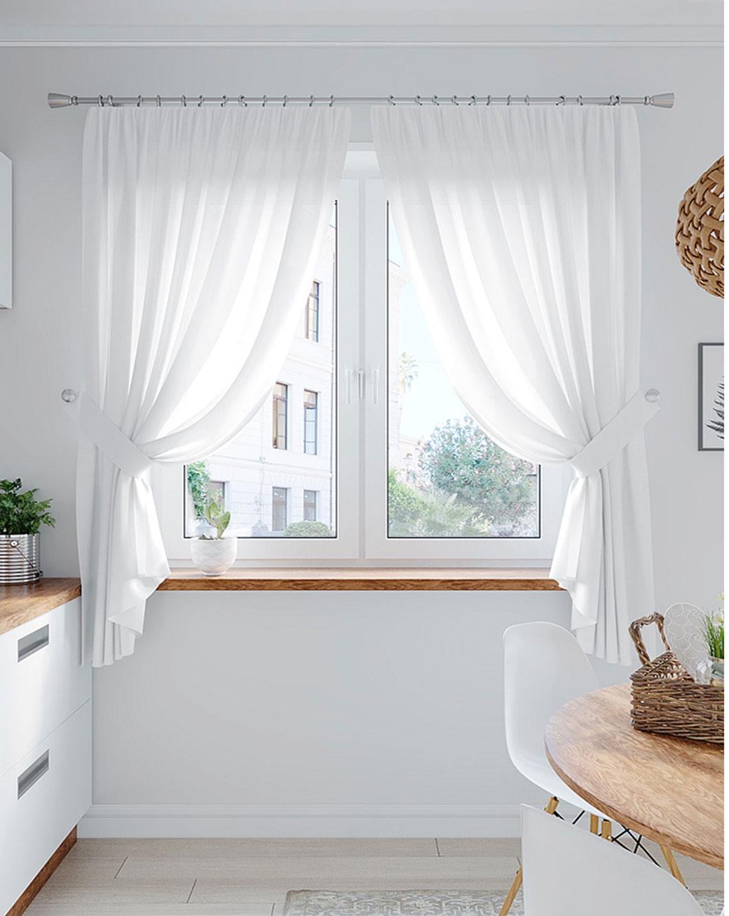 Комплект тюлей Pivdenne короткий 145х170 см 2 шт. и подвязы креп Plume/White (2077-170-2)