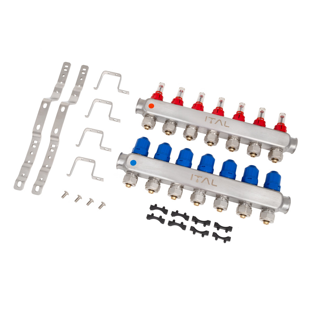 Блок колекторний з витратомірами ITAL HC1-07 нержавіюча сталь Ek 3/4" (SQ-1047072) - фото 2