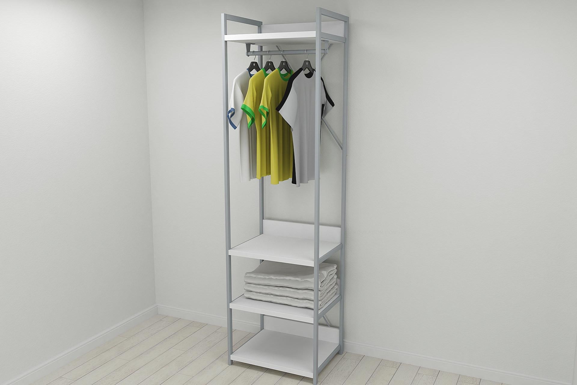 Шкаф-гардероб Ferrum-decor Коннект Уни секция 3 металл/ДСП 32 мм 220x60x50 см Серый/Белый (FRD-104527)