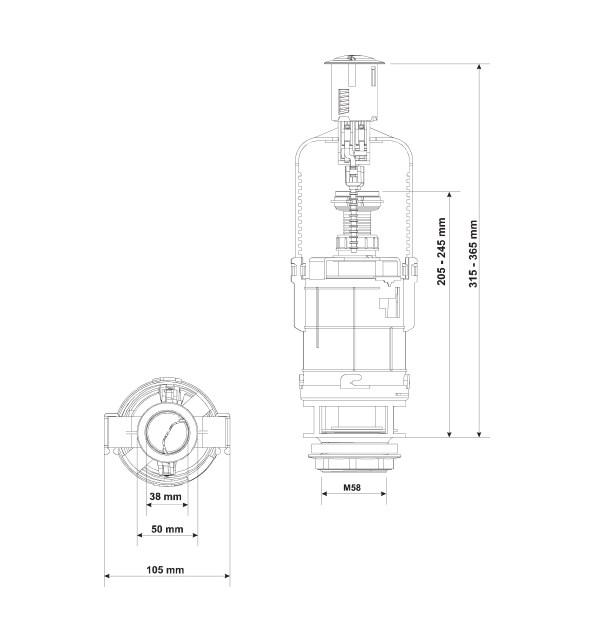 Арматура спусковая KK POL ZSB/209 двойной слив 3/6" - фото 2