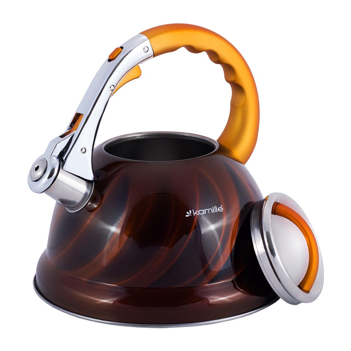Чайник Kamille Золотой 3л из нержавеющей стали со свистком KM-0690N - фото 4 Чайник Kamille Золотой 3л из нержавеющей стали со свистком KM-0690N - фото 4