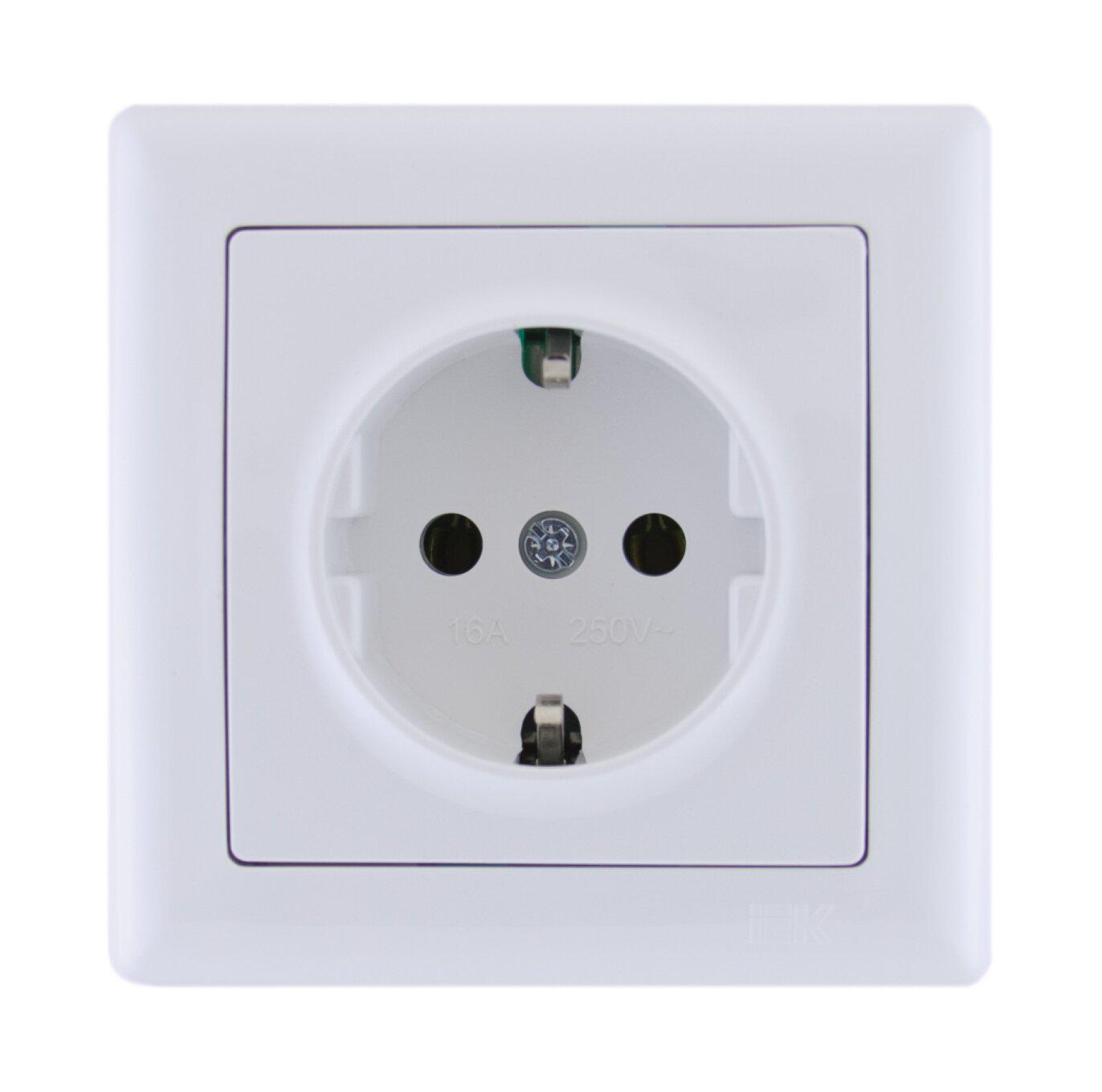 Розетка УЭК BOLERO РС01-01-0-ББ с заземлением Белый (ERB11-K01-16)