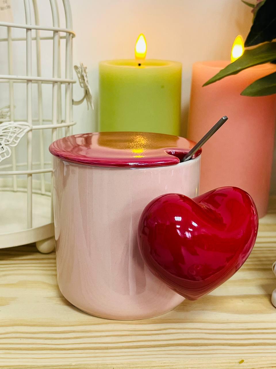 Чашка керамічна Elisey з серцем 400 мл Рожевий/Червоний - фото 4