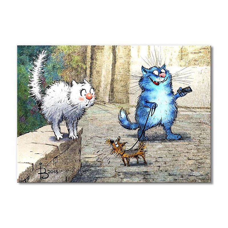 Модульная картина Натравил собаку на даму 1 модуль 60x90 см