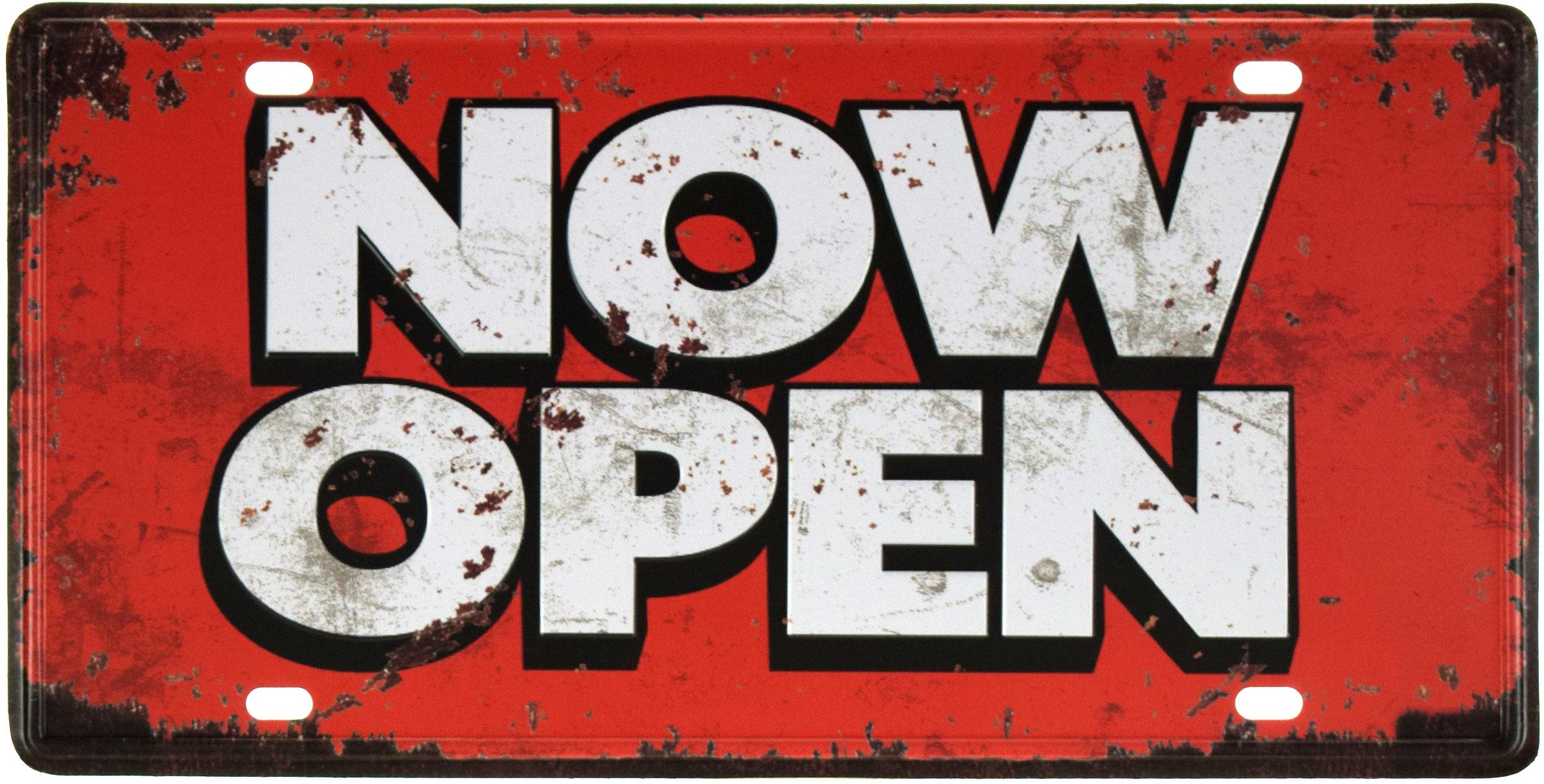 Табличка металлическая Сейчас Открыто/Now Open 15x30 см