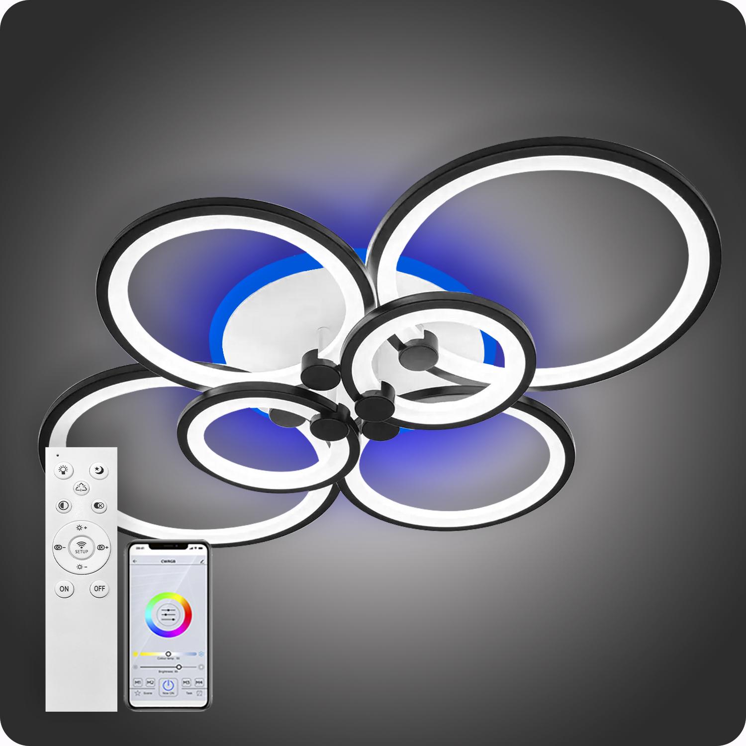 Люстра светодиодная 517 Light 3color с пультом 156 Вт Черный (01426) - фото 3 Люстра светодиодная 517 Light 3color с пультом 156 Вт Черный (01426) - фото 3