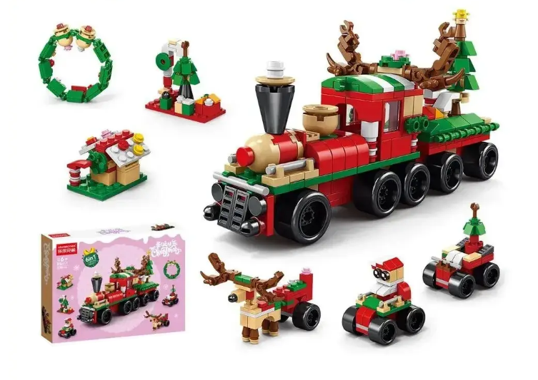 Детский игровой конструктор Новогодний Поезд 270 деталей (30230483)