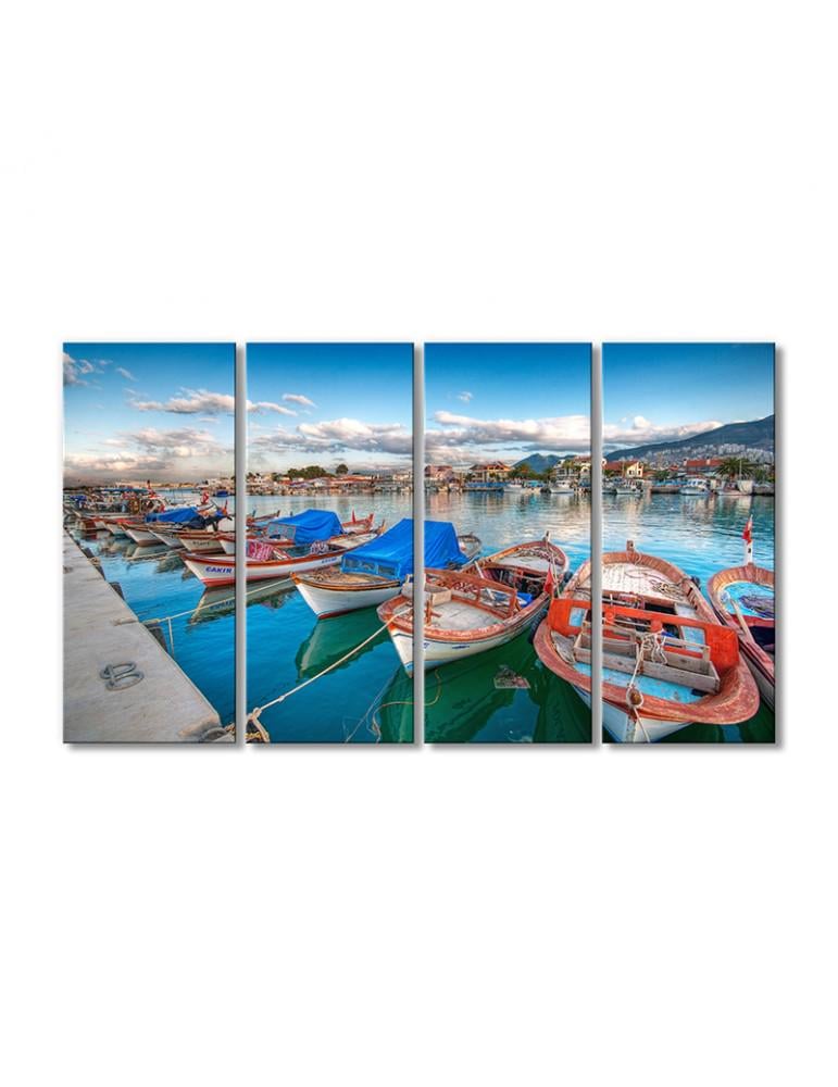 Картина модульная Причал лодки 4 модуля 80x120 см