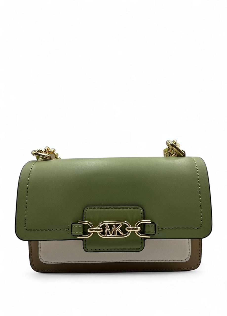 Женская сумка Michael Kors Heather 32S2G7HC0T LT Sge/Camel XS XBody Leather Оливко-коричневый (2758635238)