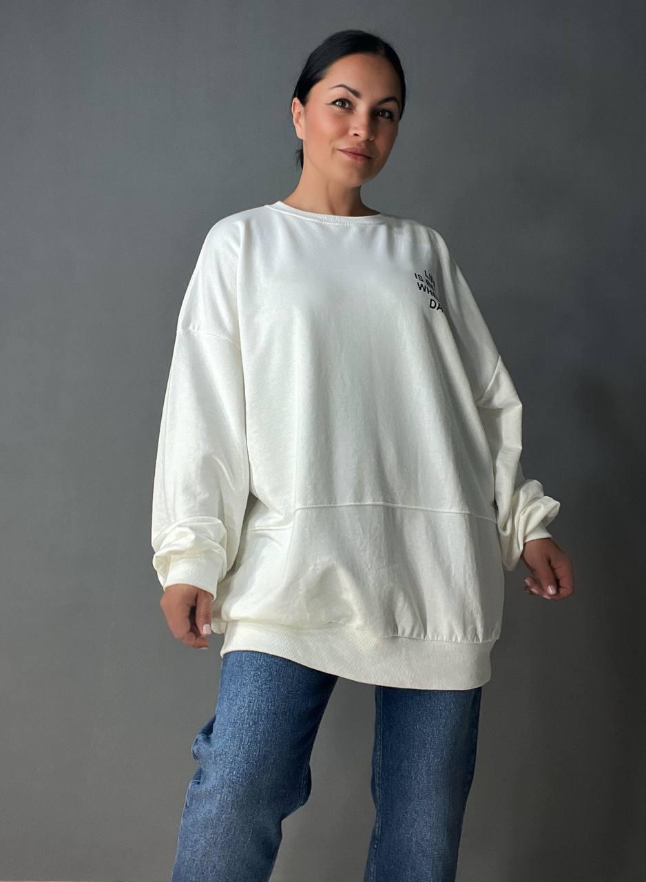 Світшот жіночий LSK 5258 довгий OS Білий (1830) - фото 5