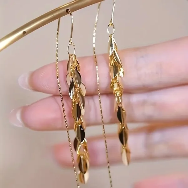 Серьги подвески Золотые колоски 9 см (Q00143) - фото 6 Серьги подвески Золотые колоски 9 см (Q00143) - фото 6