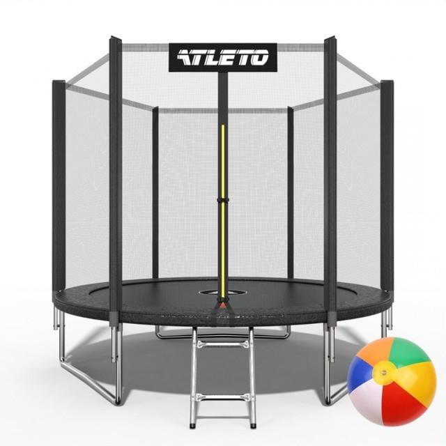 Батут детский с сеткой и стремянкой Atleto с мячом 183 см Черный (2580855314) Батут детский с сеткой и стремянкой Atleto с мячом 183 см Черный (2580855314)