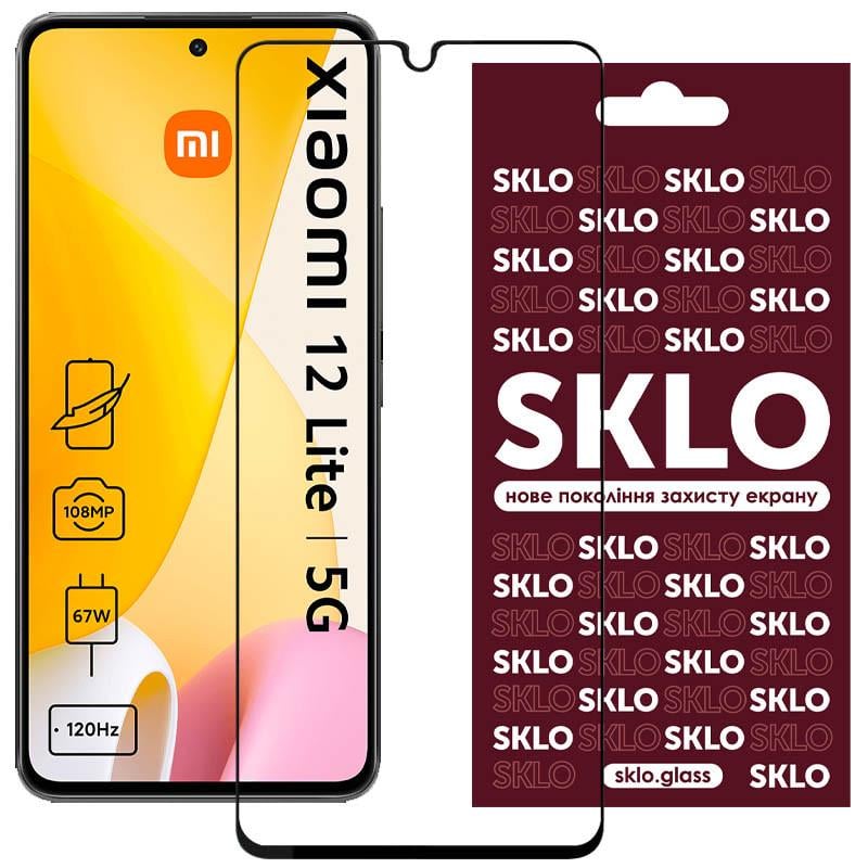 Защитное стекло противоударное SKLO 3D full glue для Xiaomi 12 Lite Black (00000057385_1)