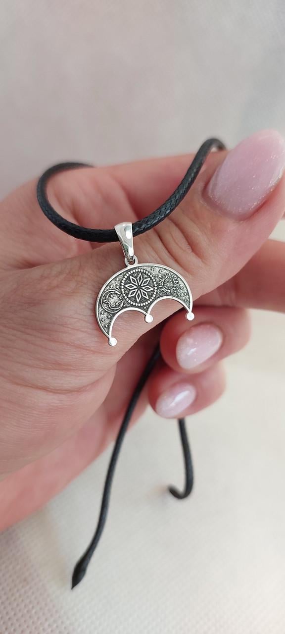 Срібна підвіска кулон 925 проба Лунниця з алатиром 2 см (2580828920) - фото 5
