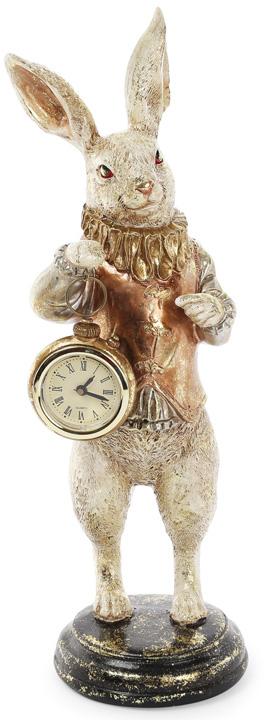 Фигурка декоративная с часами Белый Кролик в медном кафтане 34,5 см (BD-419-148)